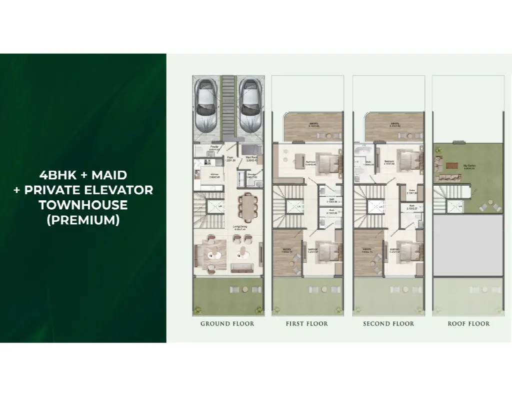 4BR + Maid + Private Elevator Townhouse (Premium)